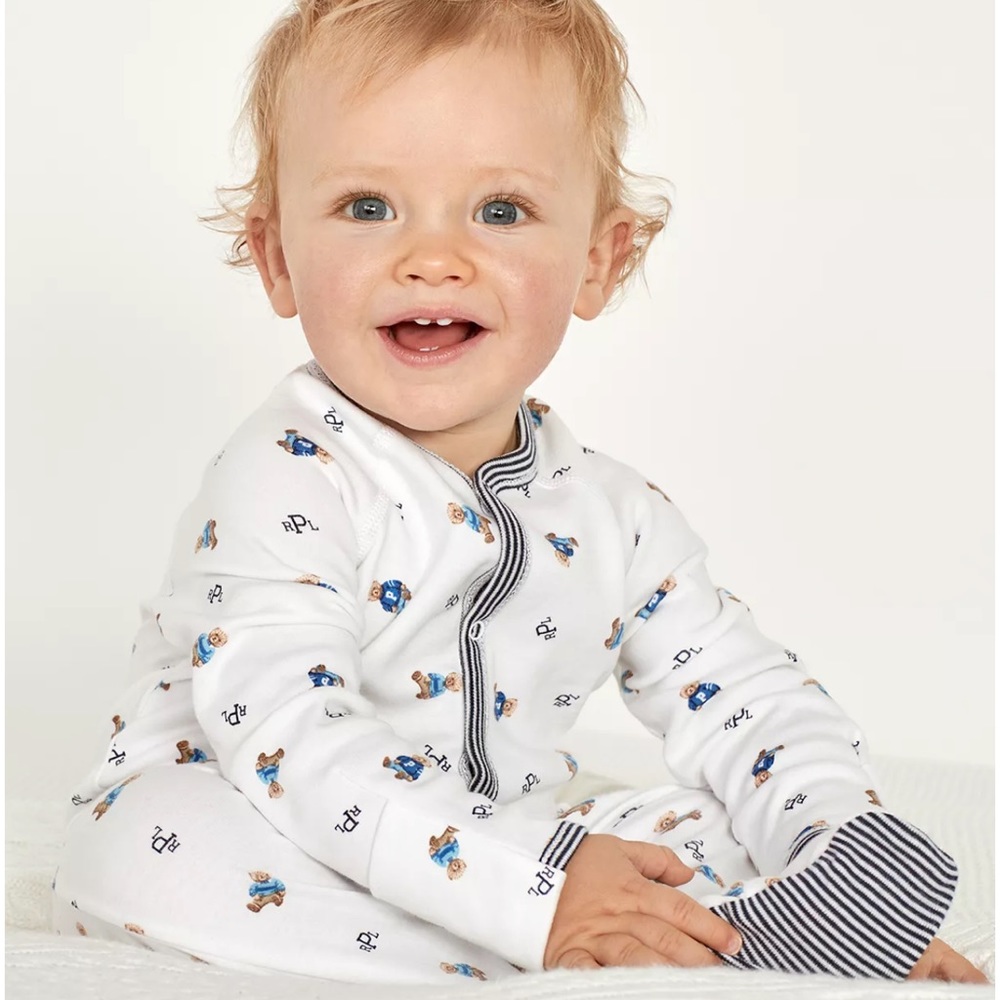 Ralph Lauren Baby Printed Interlock Bear Coveralls